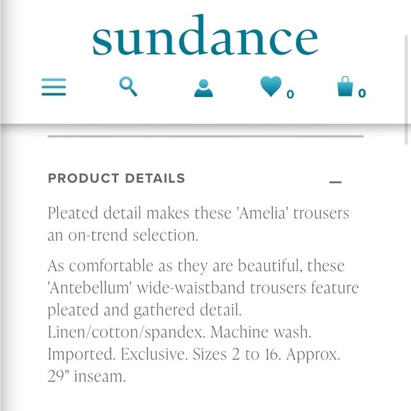 Sundance Amelia Linen Blend Pinstripe Trouser Pants in Blue Gray Size 4 - Picture 5 of 10